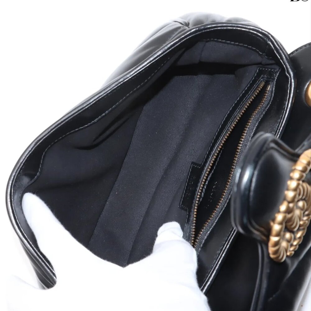 Gucci GG Marmont Leather Chain Shoulder Bag Black 443497 2-way - COA included - Picture 7 of 11